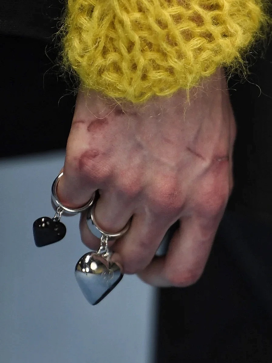 GHIDBK Raf Simons Style Design Colorful Chubby Heart Pendant Ring, Unisex Matte Classic Ring Jewelry Rings