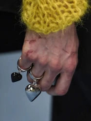 GHIDBK Raf Simons Style Design Colorful Chubby Heart Pendant Ring, Unisex Matte Classic Ring Jewelry Rings