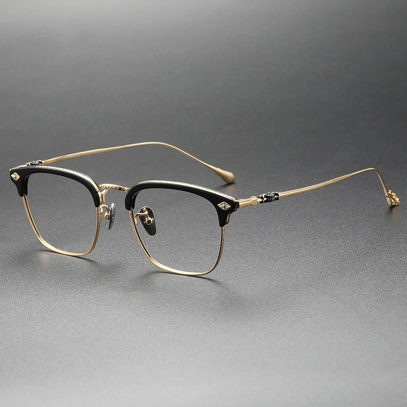 Top Quality Handmade Titanium Optical Prescription Glasses Frames Men Women Luxury Retro Square Eyeglass Frame Bronze Eyewear