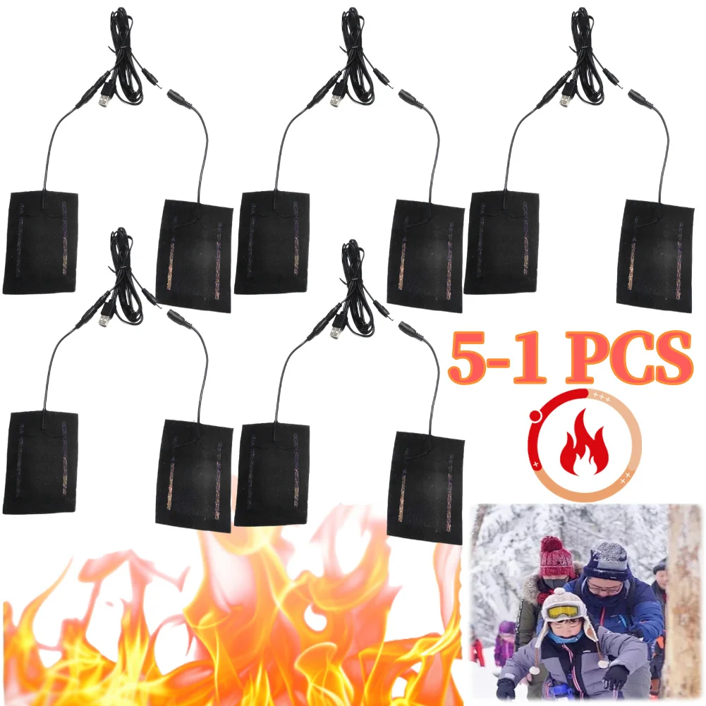 5-1PCS USB Heating Pad Electric Heating Pad Foldable Carbon Fiber Heated Mat Warming Heating Pad for Gloves Socks Clothes