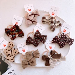 2025 Cute Dot Cloth Bow Hair Rope Ring Children Baby Girls Kids Elastic Hair Rubber Band Accessories Headdress Headwear Ornament