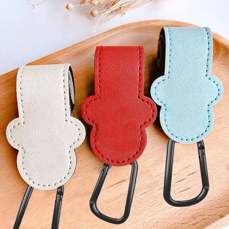 New Cartoon PU Leather Baby Bag Stroller Hook Rotatable Cart Organizer Pram Hook Pram Rotate 360 Degree Stroller Accessories