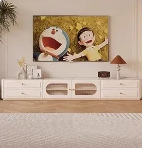Simple modern TV cabinet living room home white floor-to-ceiling high model