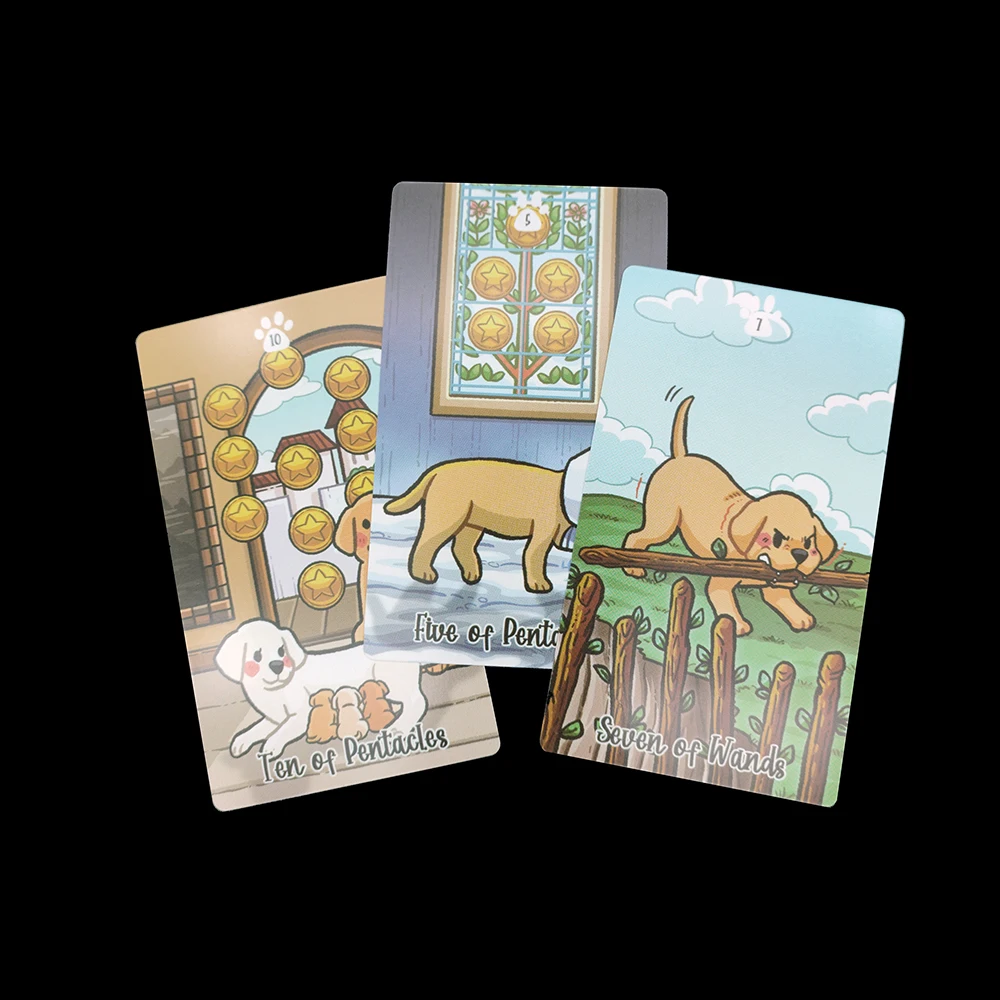 12cm x 7cm labradski Tarot wróżbiarski z kartami tarota o tematyce szczeniaka, które sprawią, że twoje serce się roztopi
