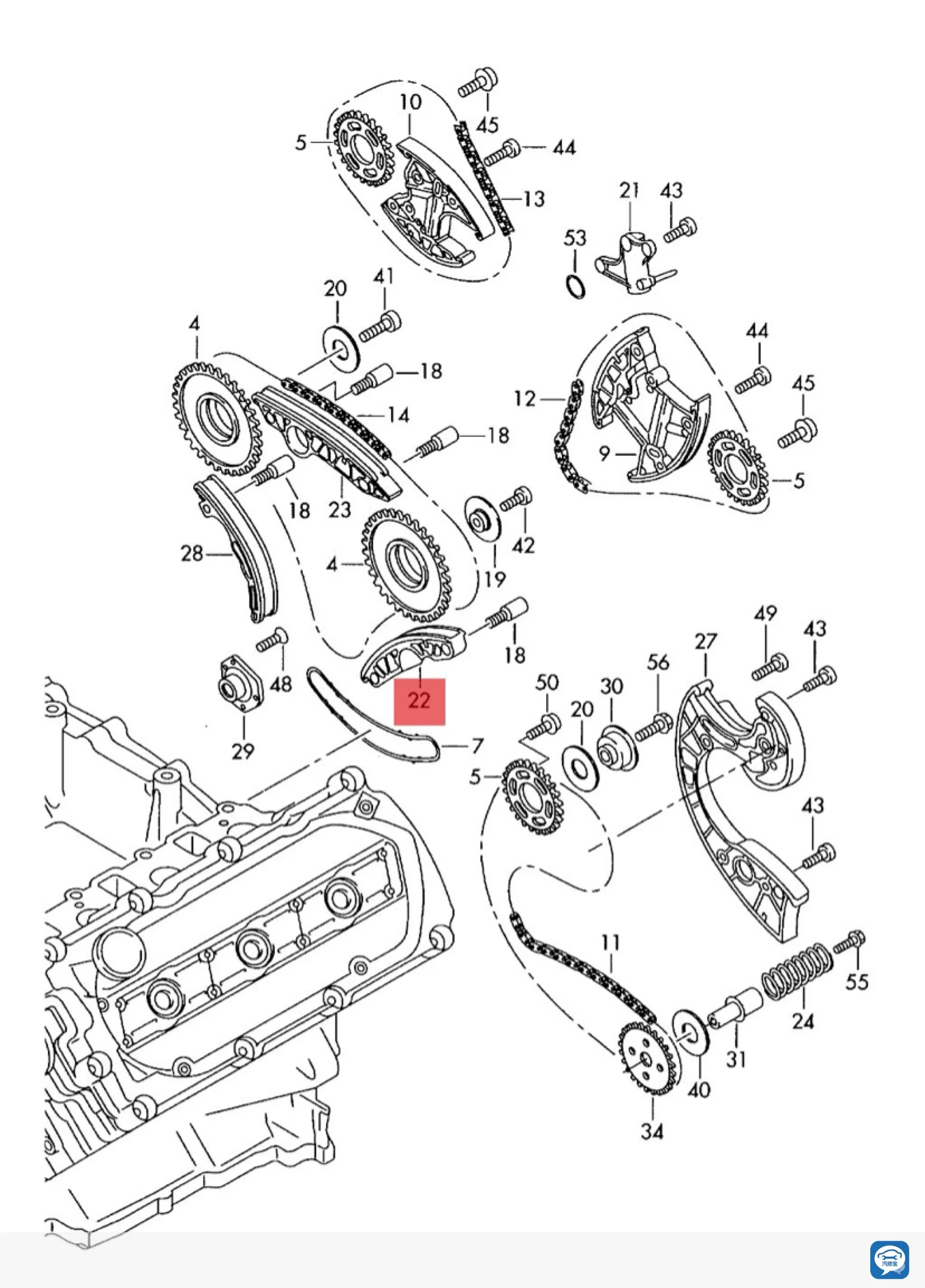 Automobile timing chain timing baffle gauge tensioner timing kits for Porsche cayenne panamera 970 3.0T