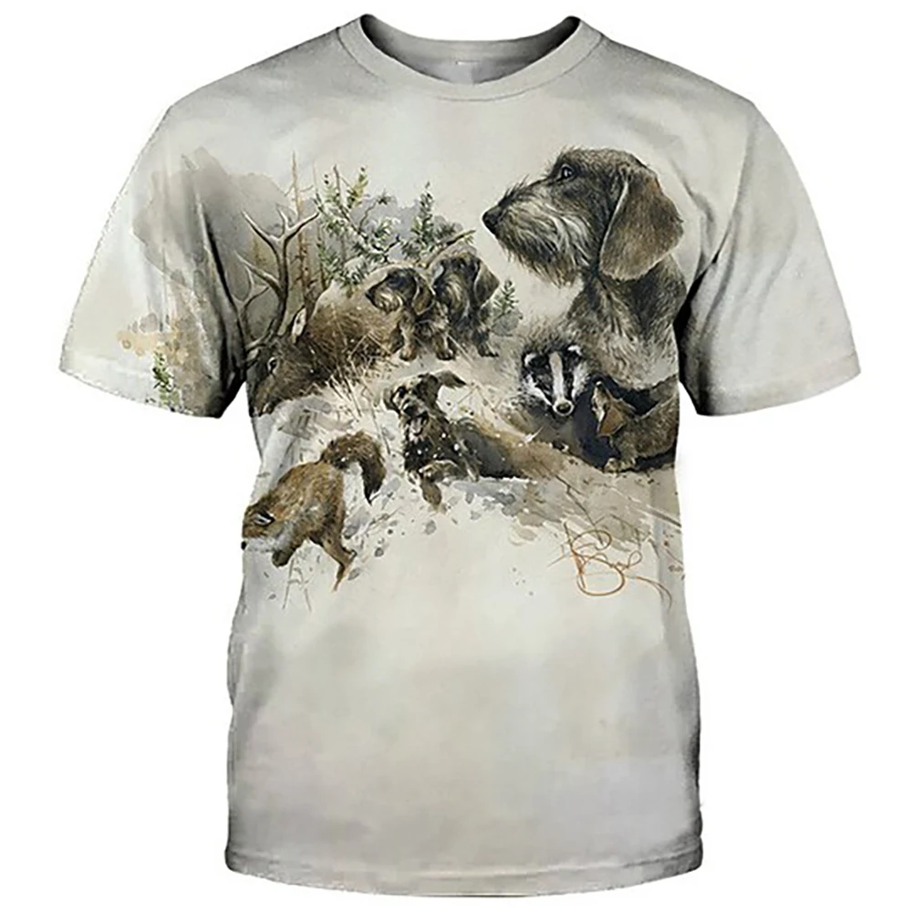 

Summer 3D Dog Print T-Shirts For Men Round Neck Short Sleeve Wild Animal Graphic Tops Casual Men T Shirts Harajuku Tees Fashion
