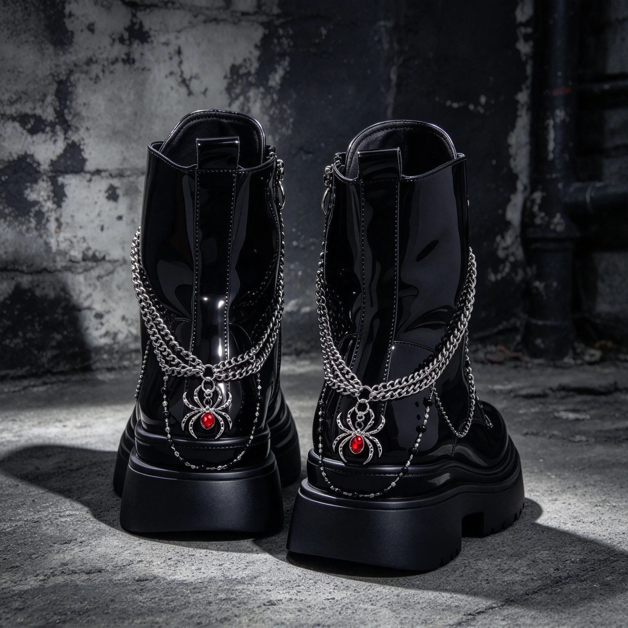 2 Pcs Dark Eerie Style Spider Red Rhinestone Multi-layer Boot Charms, Suitable for Daily Wear, Halloween Party and Gift Giving