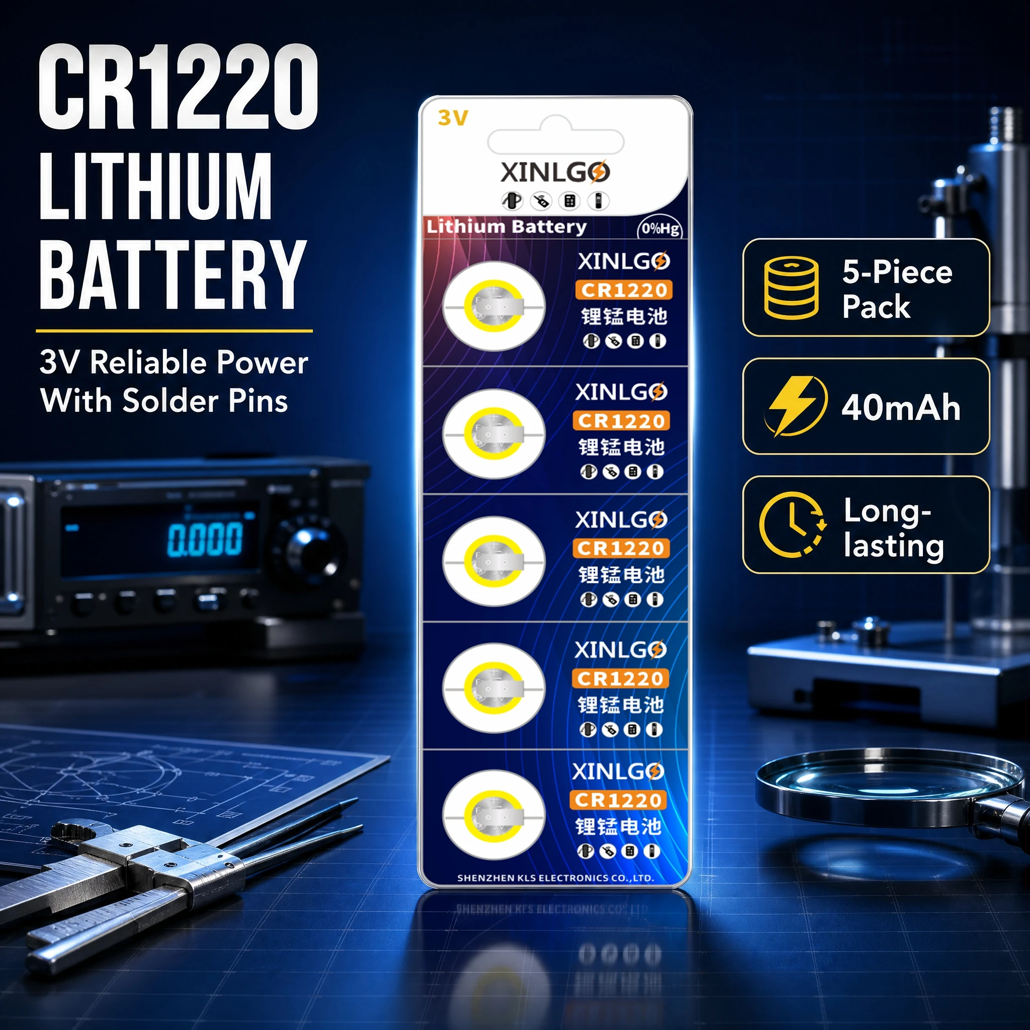 5Pcs CR1220 3V Button Cell With Welding Tabs Lithium Battery For Computer Motherboard RTC Watch Car Security Alarm Equipment