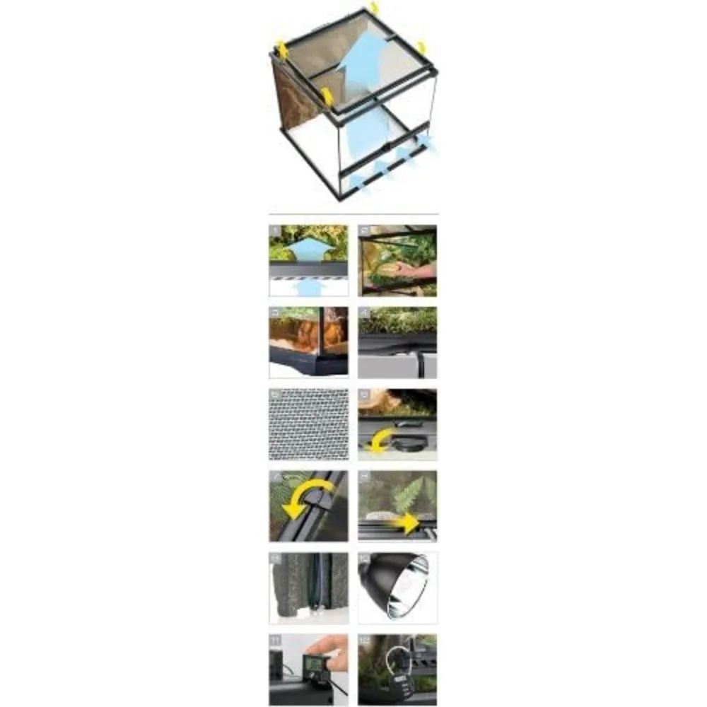 طقم تررم طبيعي من زجاج تيرا، للزواحف والبرمائيات، عريض صغير، 18 × 18 × 18 بوصة، PT2605A1