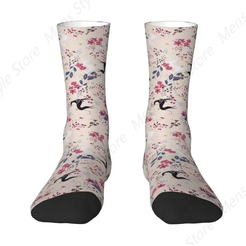 Cool Men's Greyhound Sighthound Flower Love Dress Socks Unisex Comfortable Warm 3D Print Animal Whippet Dog Crew Socks