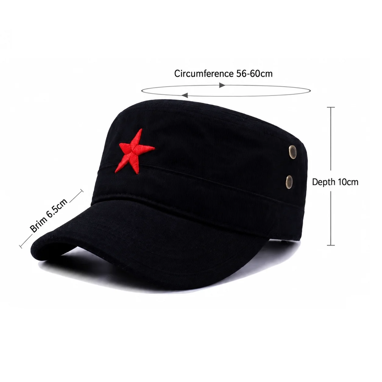 Embroidered Red Star Cap Comfortable Vintage Military Cap Adjustable Baseball Cap Curved Brim For Traveling Hiking Daily Wear