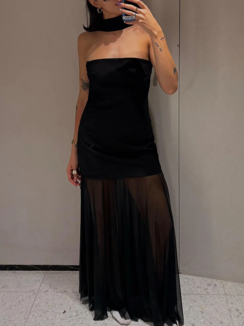 Seksowna sukienka na ramiączkach damska, modna sukienka z patchworkiem i rozcięciem, sukienka na ramiączkach bez rękawów z przezroczystym dołem, sukienka bez pleców 2025