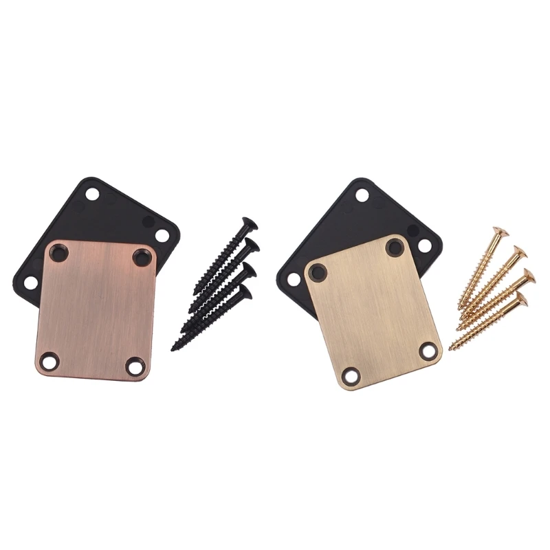 Electric Guitar Neck Plate, Guitar Neck Plate Round Neck Joint Back Mounting Plate with 4 Screws Guitar Bass Parts