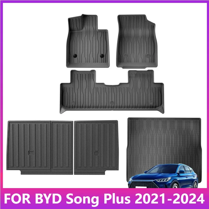 

Коврики для BYD Song Plus EV/DMI Sealion 6 2021-2023 2024 для BYD Seal U Автомобильные коврики Багажник TPE 3D Коврик для ног Аксессуары Черный