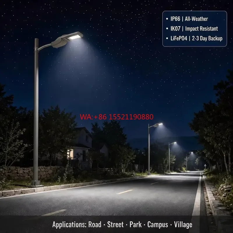 wmwmnu for Smart Solar Street Light 25W 30W 50W 60W All in One IP66 LiFePO4 Battery LoRaWAN Remote Control LED Lamp for