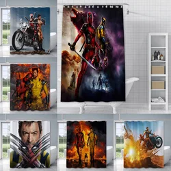 Wolverine and Deadpool Movie Shower Curtain Waterproof Polyester Fabric Paint Bath Curtain Home Bathroom Decor Curtain With Hook