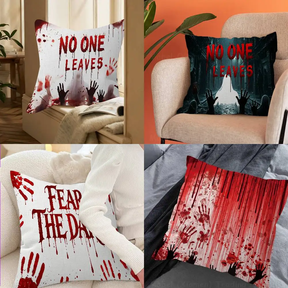 Horror Halloween Scary Blood Splatter Maple Design Cushion Cover Happy Autumn Harvest decor Holiday Decorati Pillow Cover