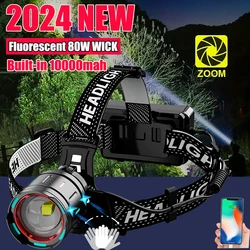 300000 High Lumen Led Senson lamp 80w With Fluoresce lamp Flashlight Zoom Ip68 Waterproof Lamp For Camping, Hunting