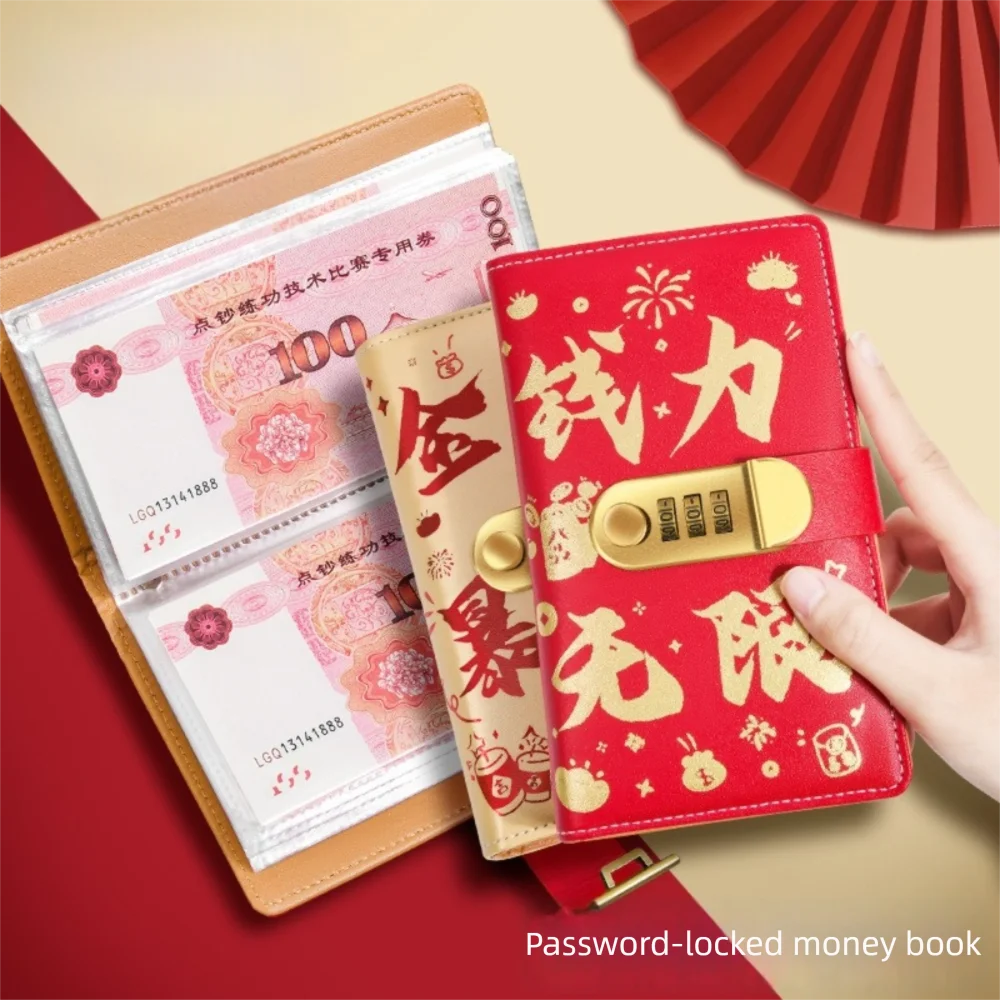 

With Password Lock 100 Envelopes Money Saving Challenge Get Rich Save Money Money Collection Book Large Capacity PU