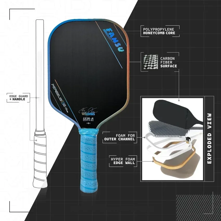 

Ben Johns T700 Карбоновое волокно Gen 3s Pickleball Весло Thermoformed Unibody 16 мм FANSU Propulsion Core Pickle