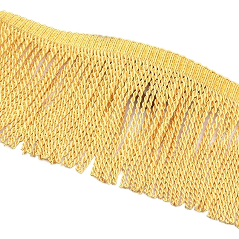 12Yards/Lot Gold Grey Tassel Lace Twist Rope Fringe 15CM Long Fringe Trim For Curtain Lampshade Outdoor Parasols Decoration