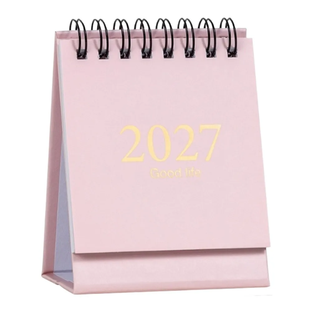 2026 to 2027 Desk Calendar Twin Wire Bound Monthly Flip Planner Compact 4.8 x 3 x 2.5 Inch for Home and Office Use
