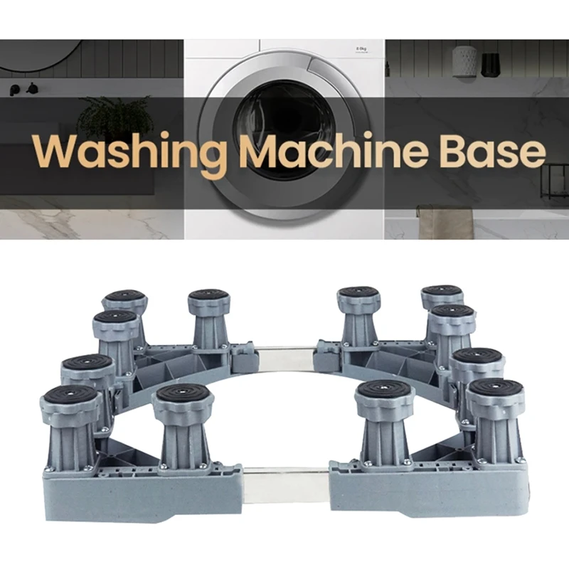 1 Piece Washing Machine Stand Anti-Vibrator Mobile Adjustable Base Gray For Dryer Refrigerator