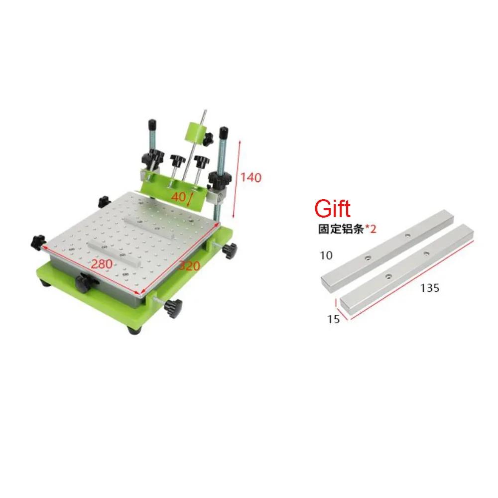 280x320mm Platte hochpräzise manuelle Siebdruck maschine SMT Löt paste Platine Leiterplatte Handbuch kleine flache Ausrüstung