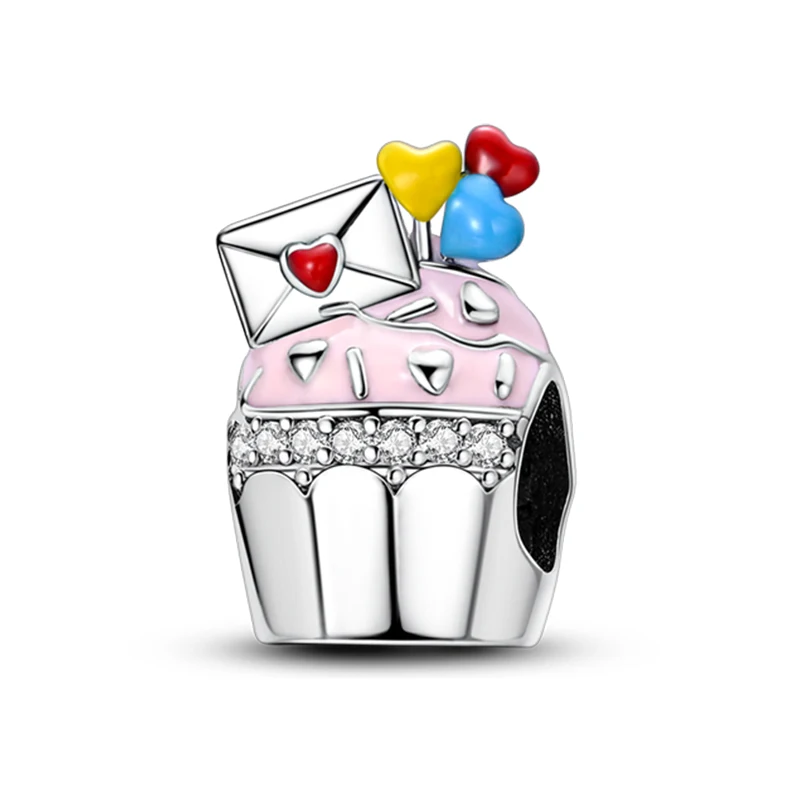 Hot 925 Sterling Silver Envelope Balloon Cupcake Charms Bead Fit Original Bracelet DIY Women Anniversary Jewelry Gift