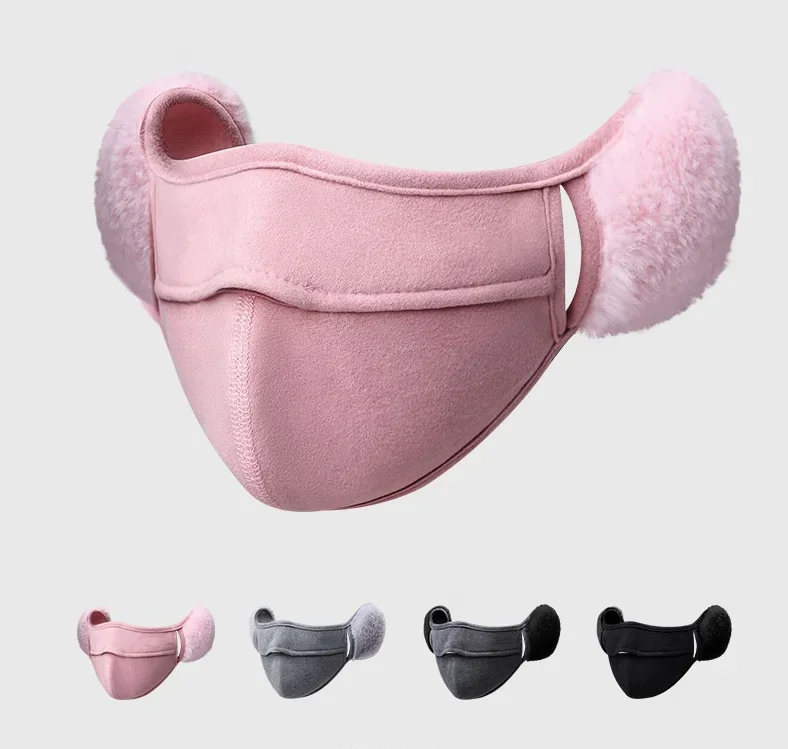 

Winter Thermal Fleece Earmuffs Mask Cycling Dustproof Windproof Earflap Wrap Face Cover Women Men Outdoor plush thicken riding