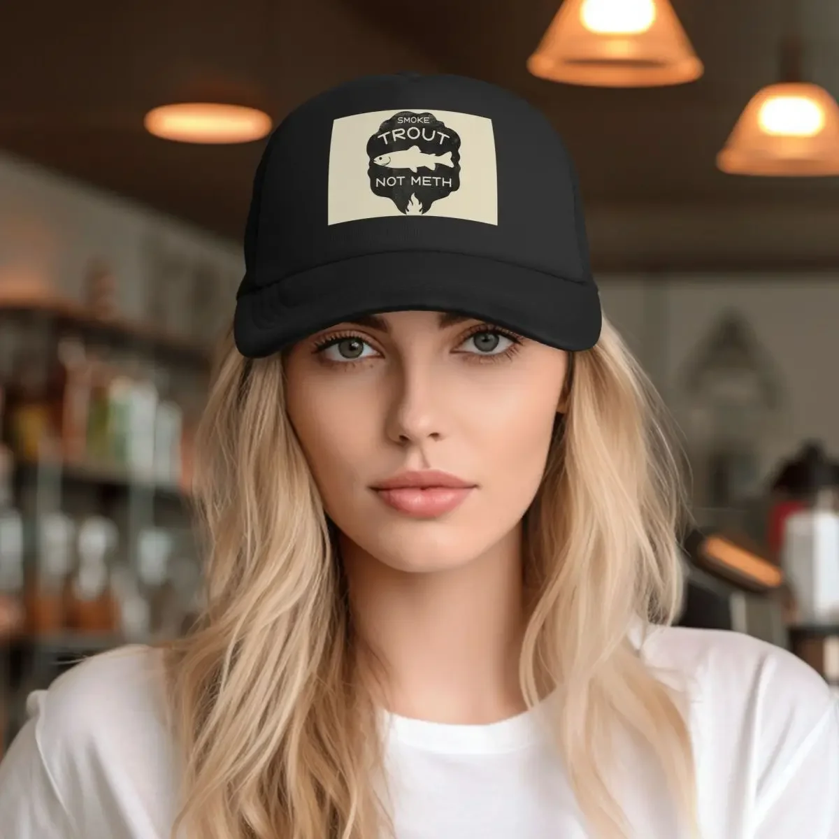 Smoke Trout Not Meth (black) Mesh Baseball Caps Snapback Fashion Baseball Hats Breathable Casual Casquette Outdoor Unisex