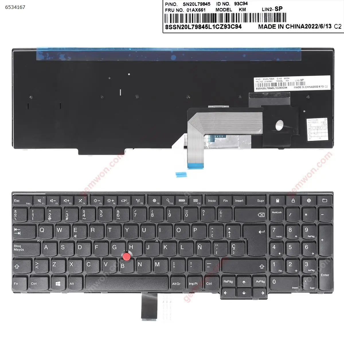 

Клавиатура для ноутбука SP ThinkPad E531 T540, черная, с 6 винтами