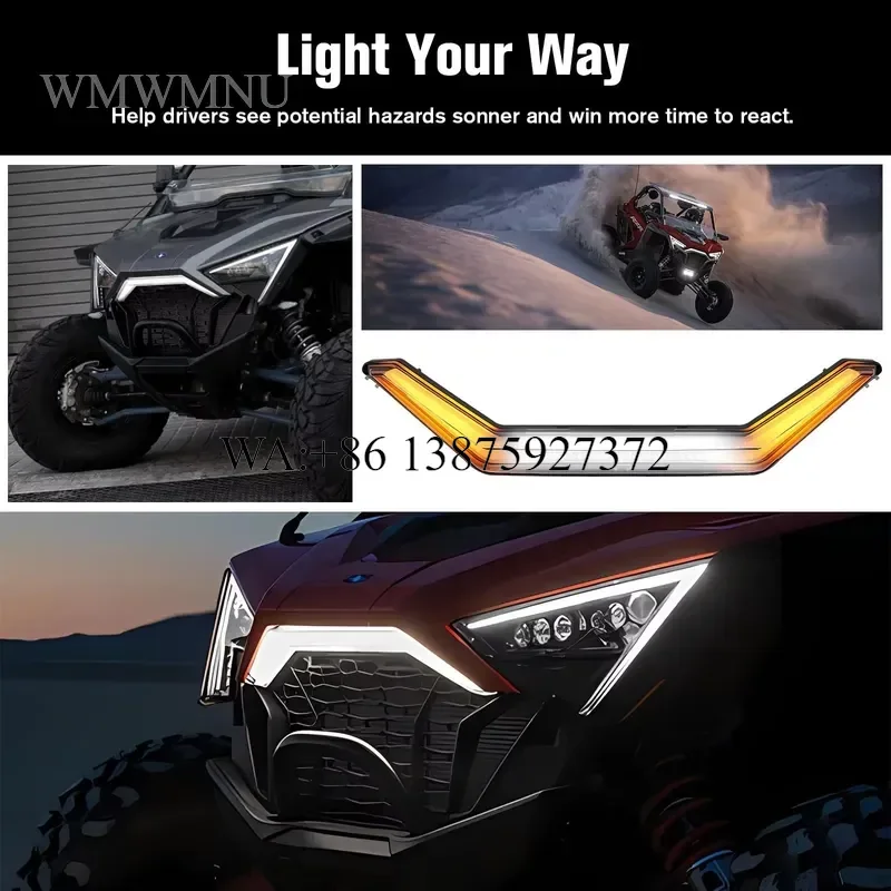 Wmwmnu UTV Front Grille Decor IP67 Waterproof Yellow and White Dual Tone Grille Lights for Polaris ATV Accessory System