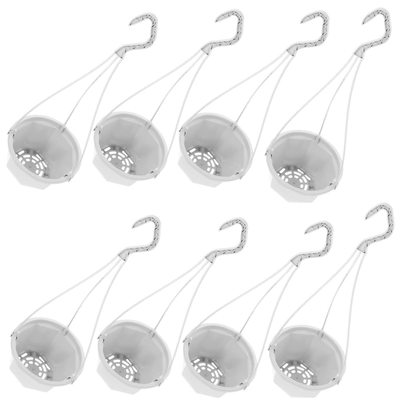 

8 Pcs Plastic Flower Pots Hanging Planters for Small Plants Garden Balcony Decoration White E160 Thick Material