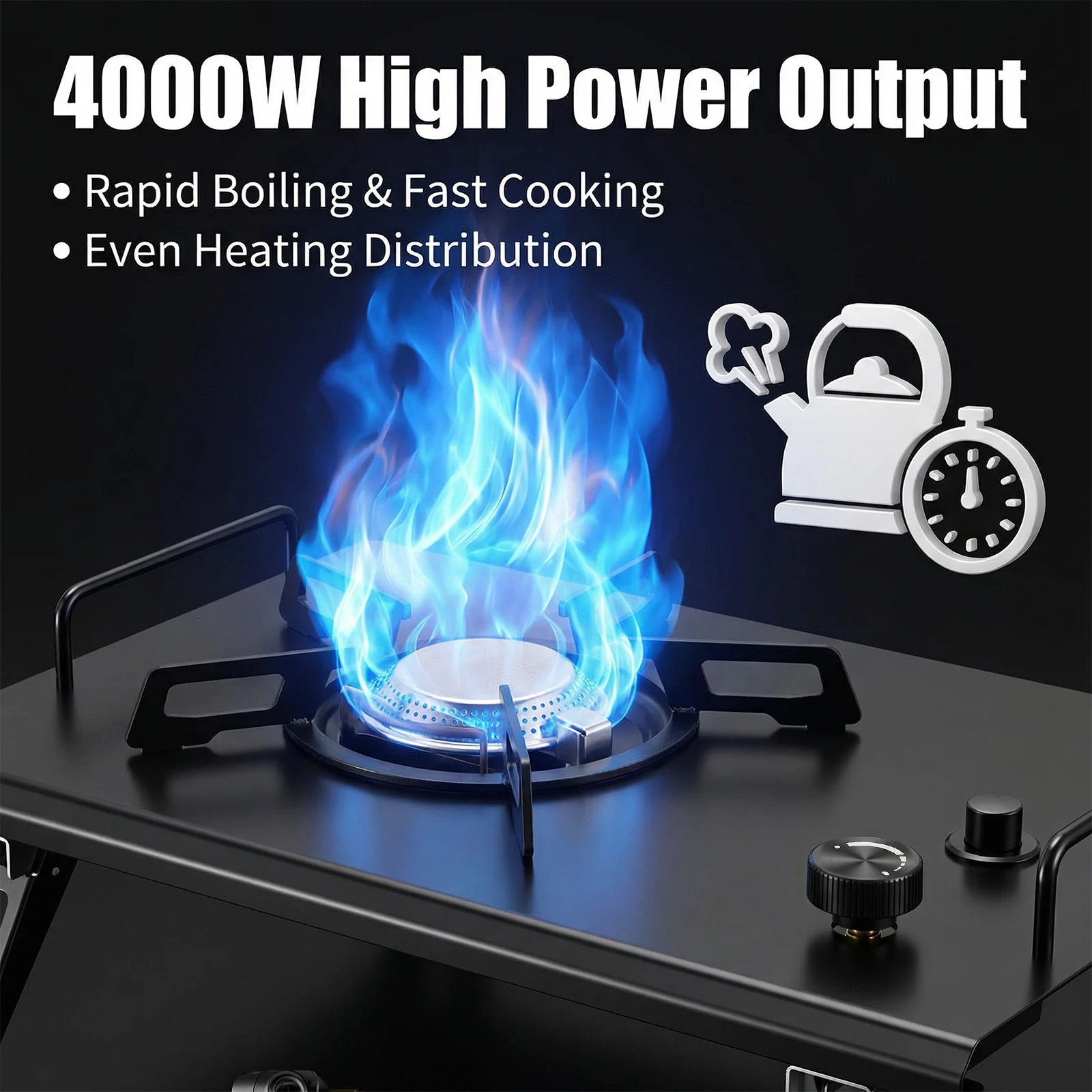 Podofo, fornello a gas portatile da tavolo, modello IGT, 4000 W, con doppio sistema di alimentazione, bruciatore potente e accensione elettronica, dotato di custodia protettiva in EVA per il