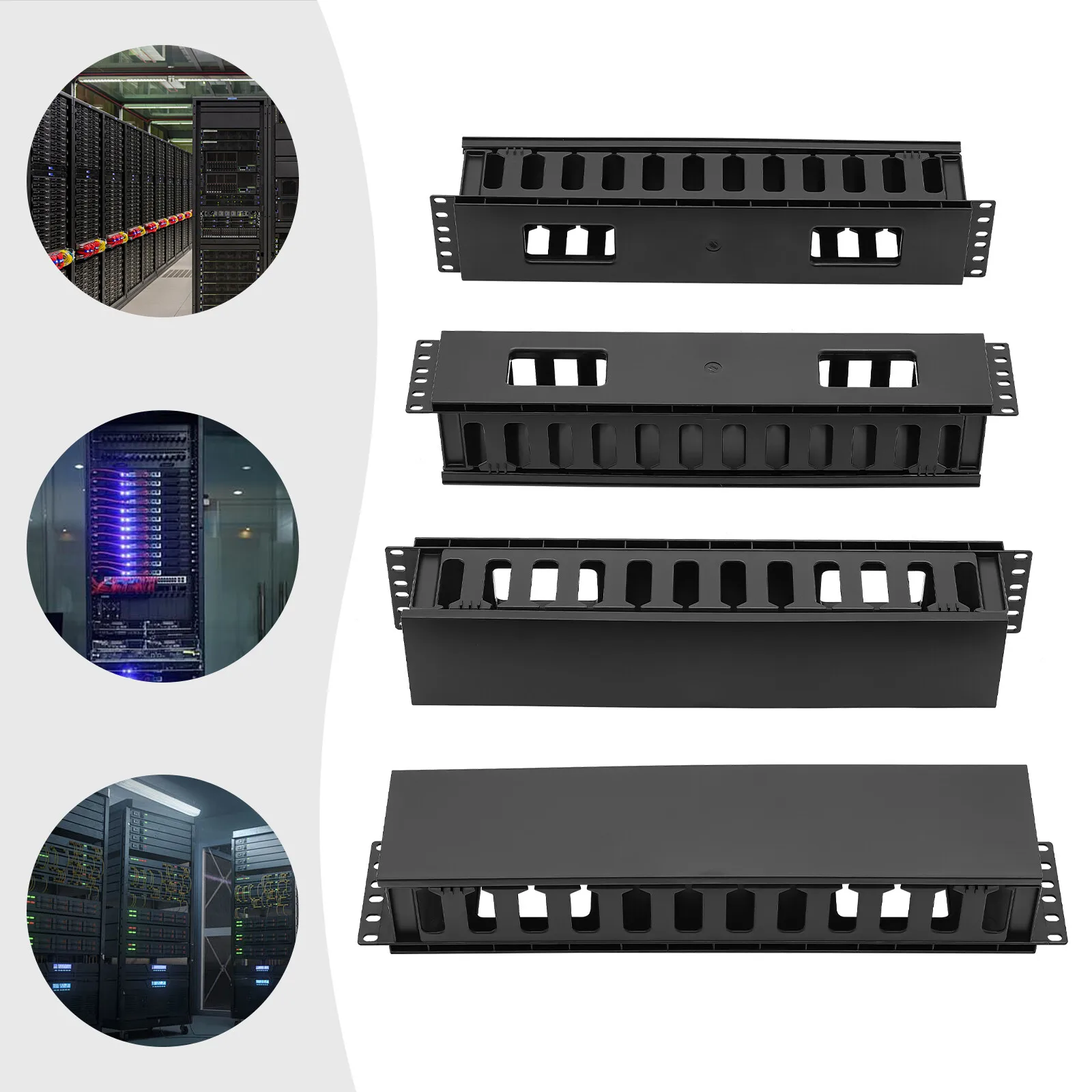

4 Pack Horizontal Rack Mount Cable Management Data Center Server Room Type Cable Organizer For Neat Wiring Solutions