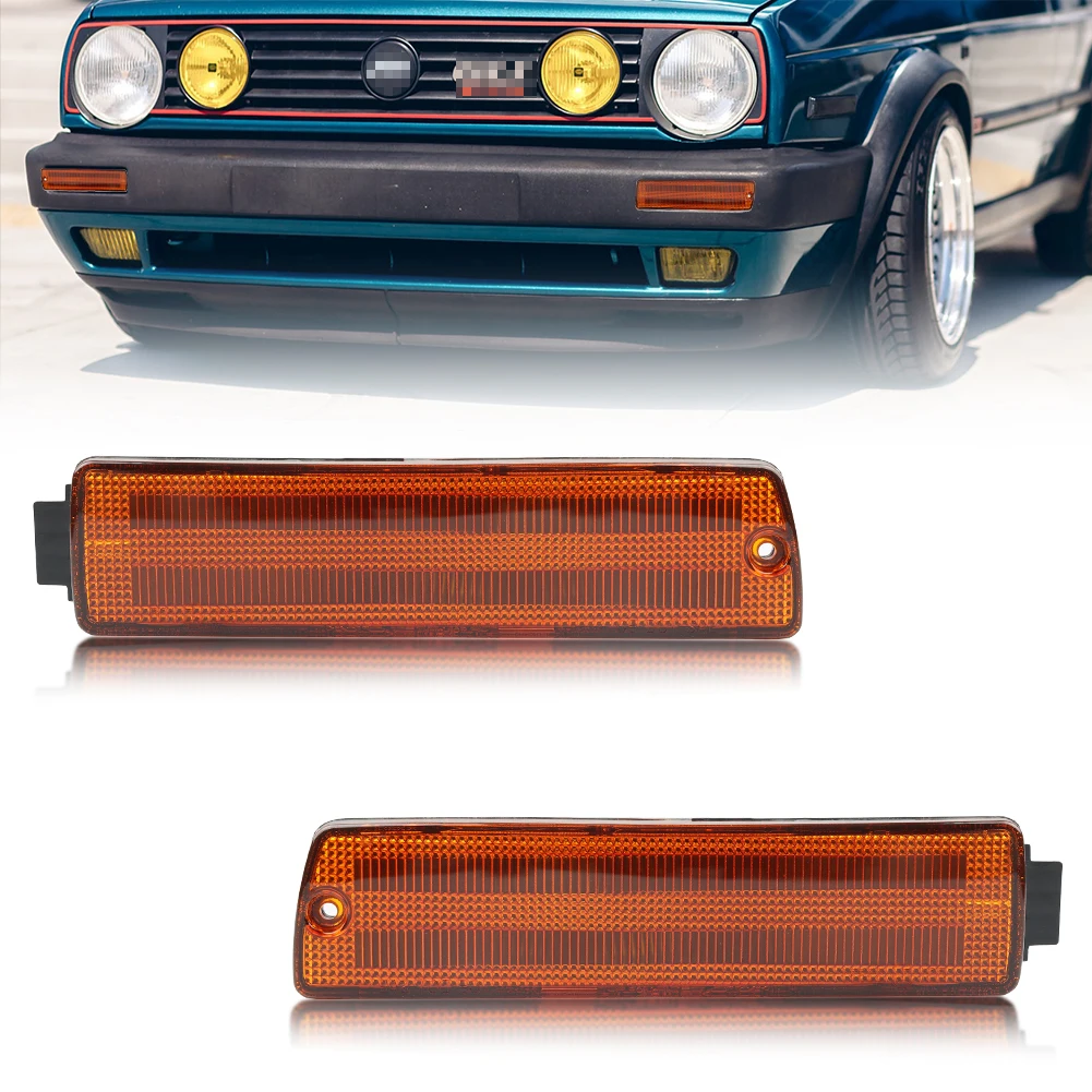 2PCS  Front Bumper Side Marker Turn Signal Light Housings For 1990-1992 VW Golf Mk2 II A2 GTi Jetta No Bulb/Socket  Included