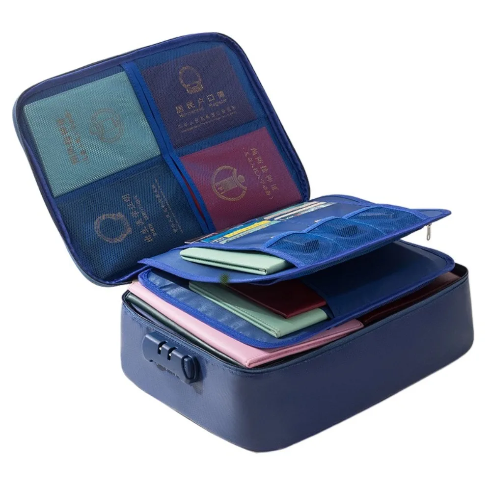 

Waterproof Fireproof Document Bag Large Capacity Multi-Layer Portable Passport Case Password Lock Comfortable Handle