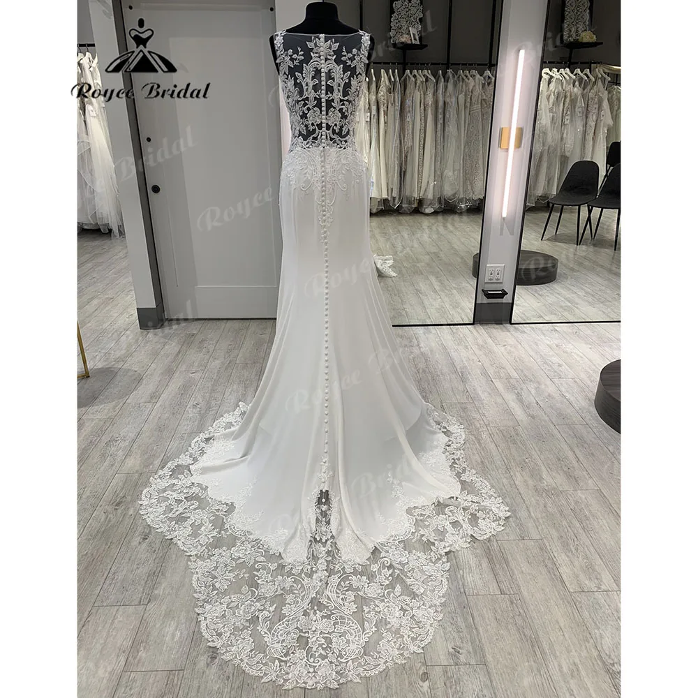 Sex Split Side Lace Mermaid Soft Satin Boho Wedding Dress for Women 2024 Sleeveless Bridal Gown Illusion vestido de noiva sereia