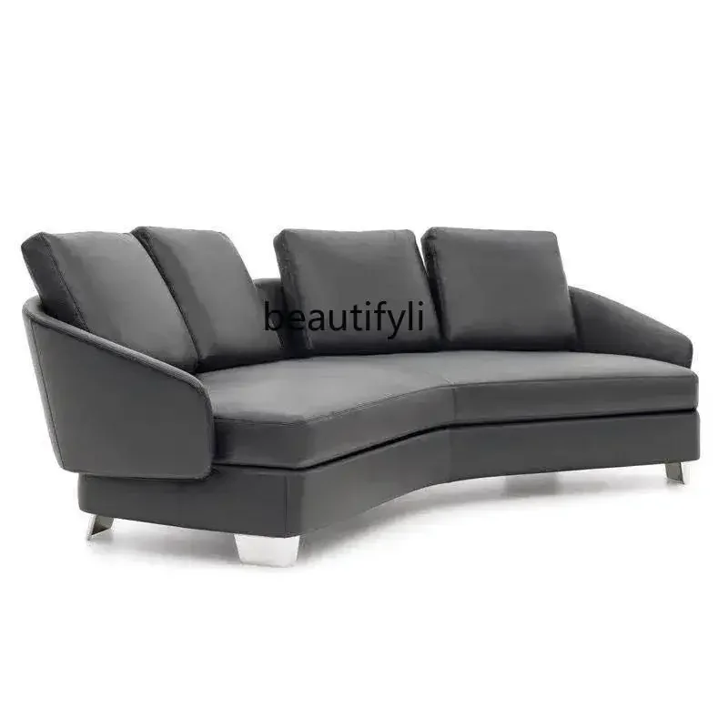 S132 Italian minimalist light luxury semi-curved sofa, combined sofa, cotton and linen sofa
