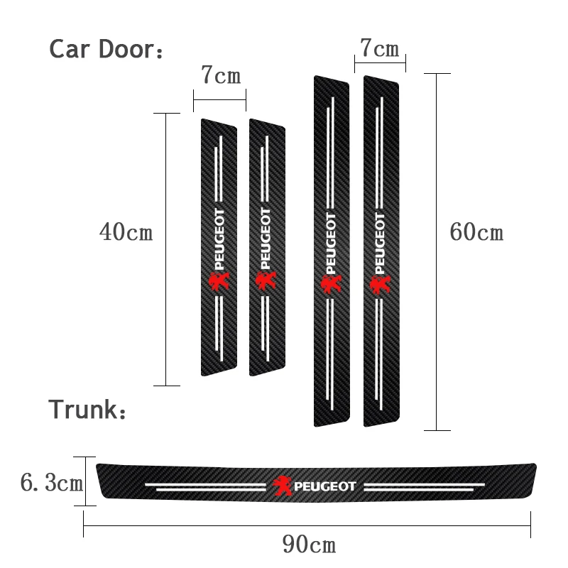 

Car door sill bumper decorative carbon fiber sticker suitable for Peugeot 2008 3008 5008 Rifter GT RCZ 306-308 508 406-408 4007