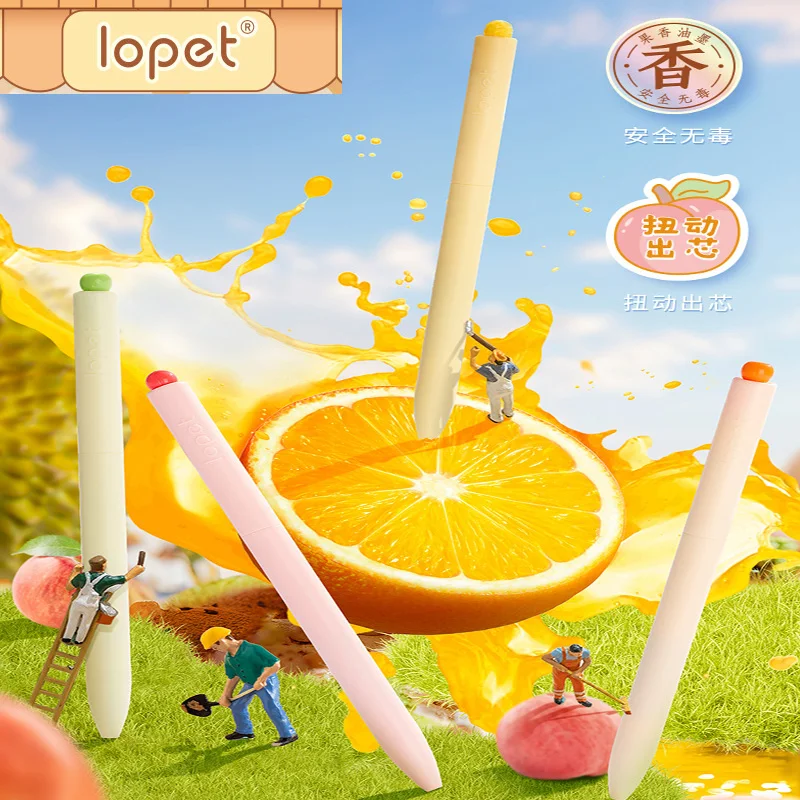 Lopet 0.5mm Gel Pen Set 4pcs Safe Light Fragrance ST Nib Quick-drying without Erasing Smooth Writing Lovely Practical Stationery