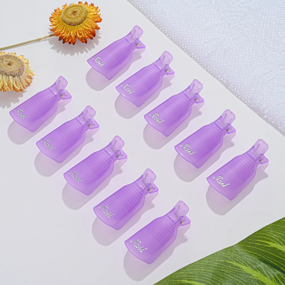 10Pcs Plastikowe klipsy do paznokci Soak Off Cap Klipsy do usuwania żelu UV Klipsy do usuwania lakieru Klipsy do czyszczenia manicure Narzędzia do zdobienia paznokci
