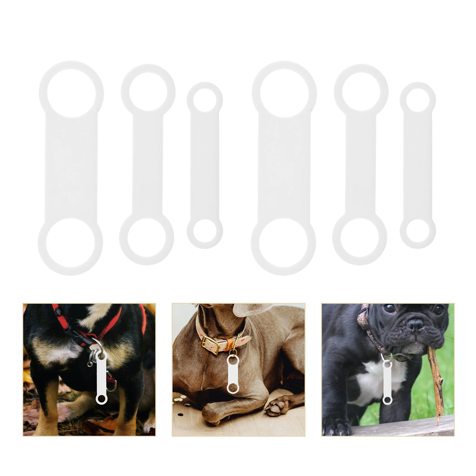 

6Pcs Dog Tags Slide on Collar - Silent Silicone Name Id Tags for Pets with Replacement Attachment Band for Harness