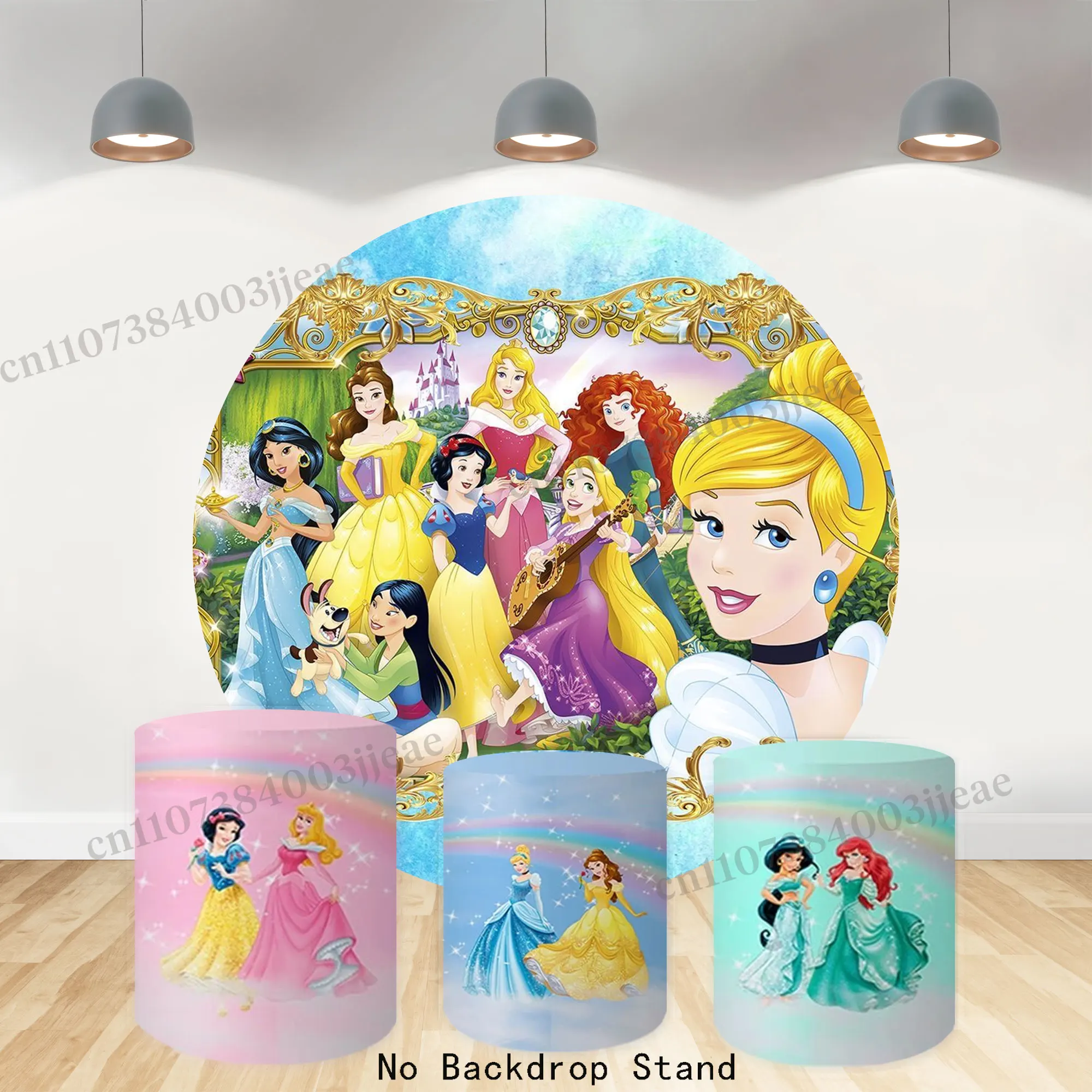 

The Princess Round Background Girls Newbron Birthday Party Decor Baby Shower Banner Poster Kid's Room Backdrop Photography Prop