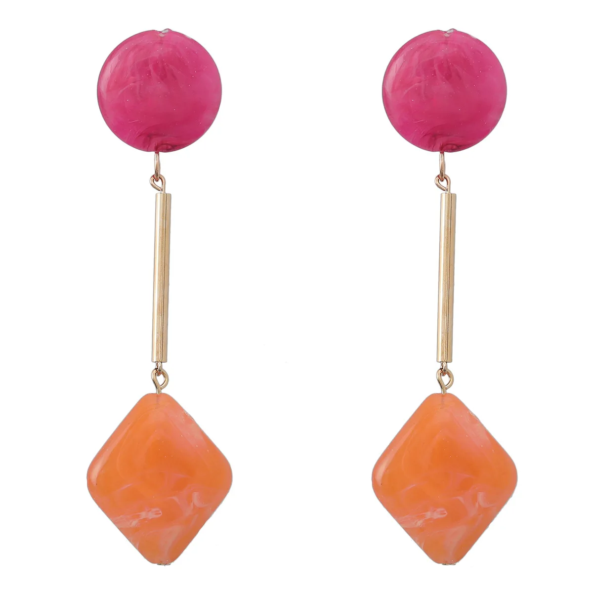 Limited Design Za Metal Solid Color Resin Ball Earrings for Woman Ethnic Acrylic Square Dangle Drop Earring Wholesale Accessory