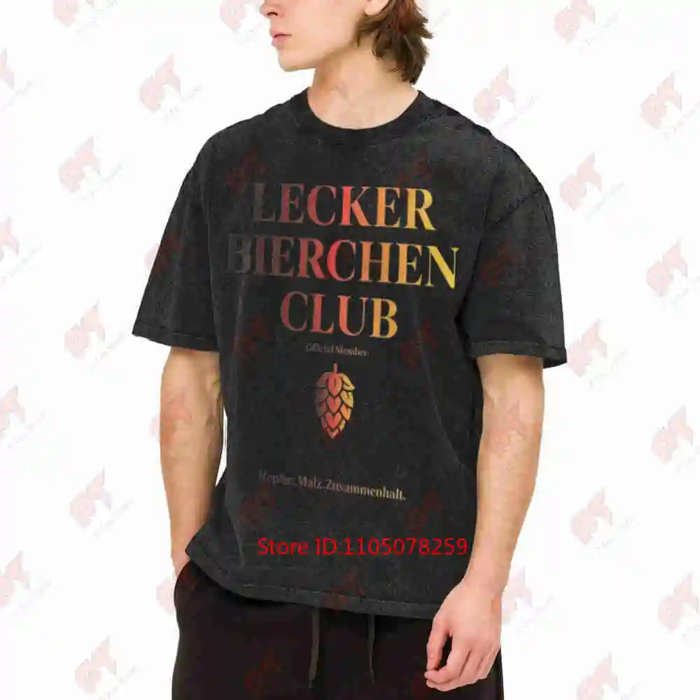 Lecker Bierchen Club Beer Vintage Washed Tee Pure Cotton T-Shirt