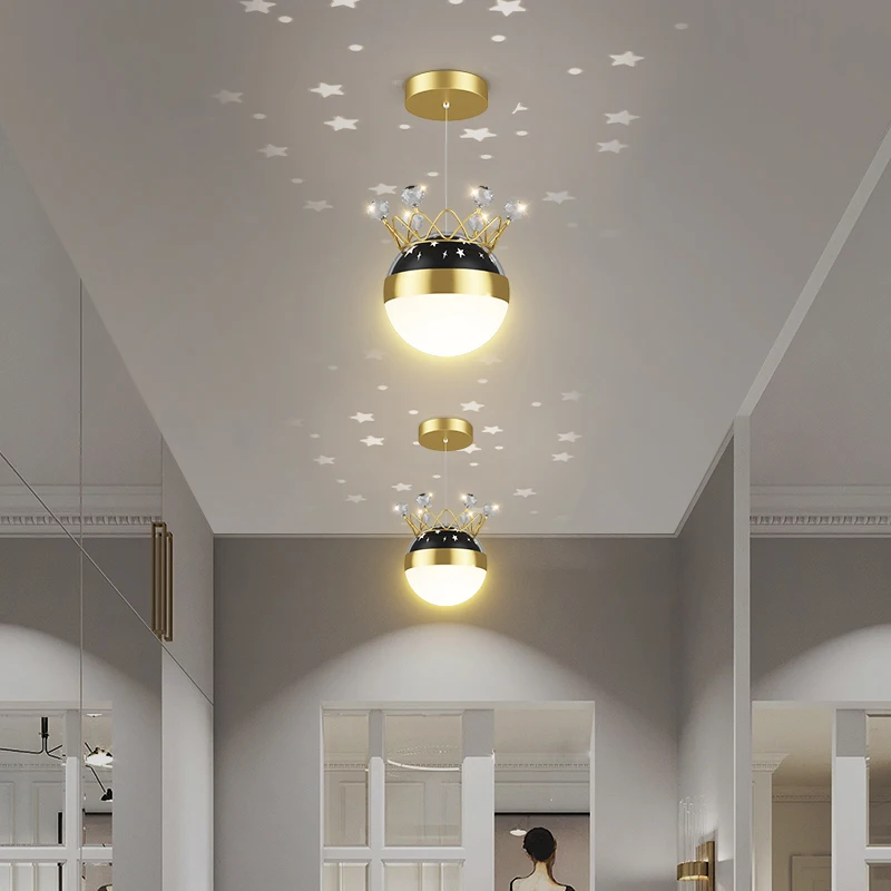 

Corridor Mini 1 pc led crown pendant Lamp Balcony hallway LED ball children lamp Porch light home deco star lights & lighting