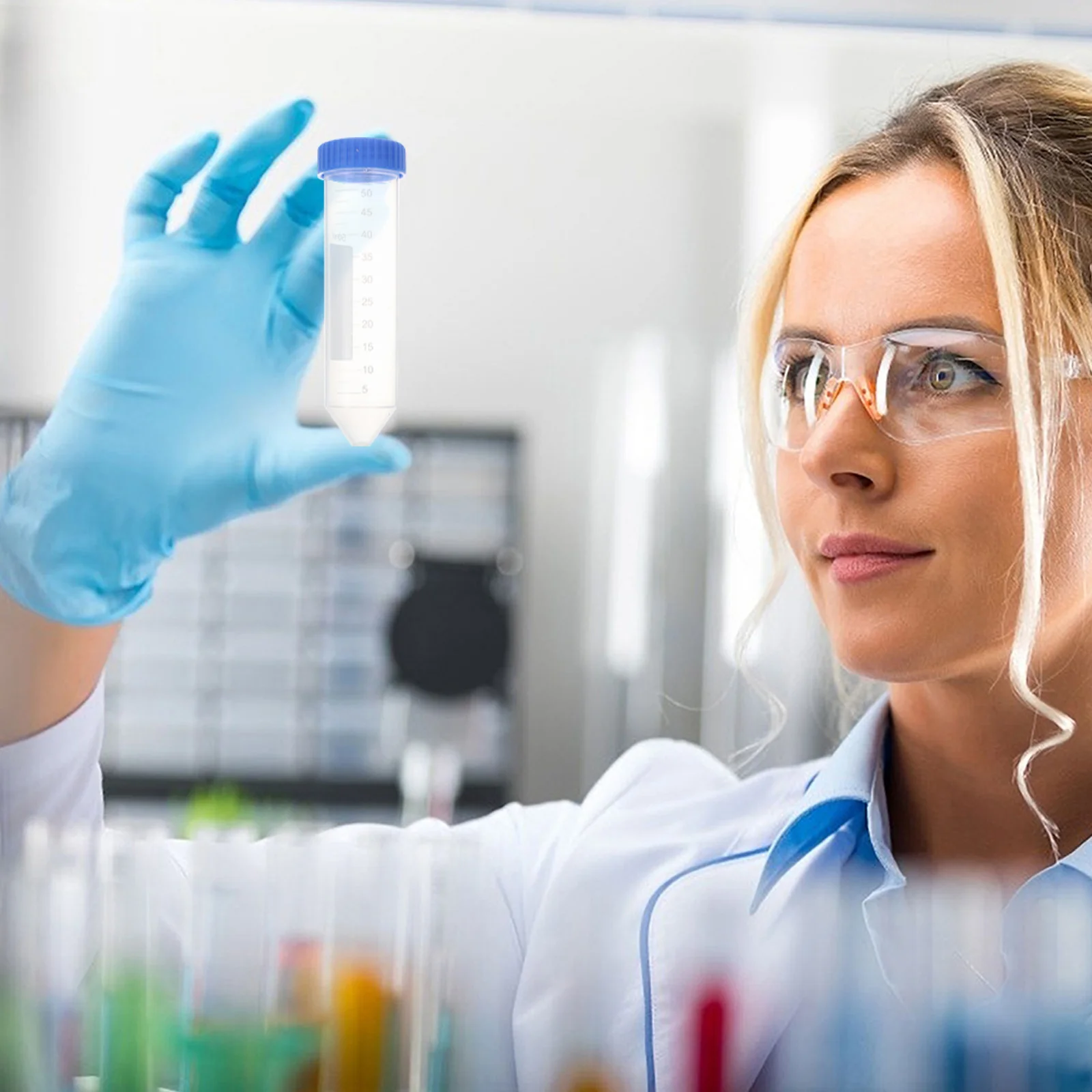 25 قطعة 50 مللي أنابيب الطرد المركزي السلس جدار شفاف مانعة للتسرب غطاء محكم لتخزين عينة الخرز مختبر الزيوت الأساسية