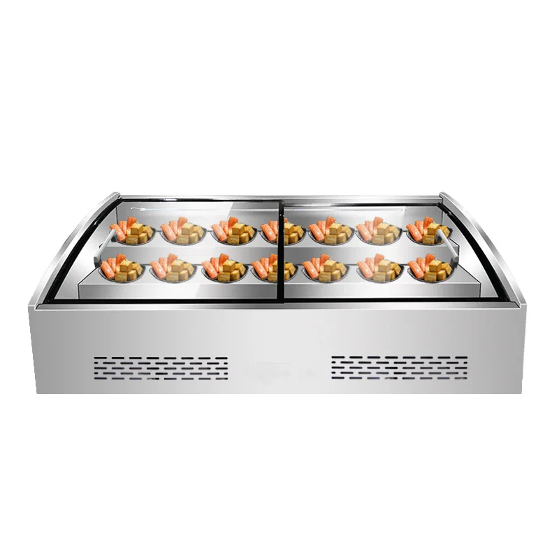 

Ice table display cabinet for commercial ordering, deep fried skewers, grilled meat, night market stall, ice cabinet